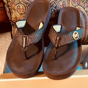 Brown Flip Flops, Michael Kors, barely worn, size 8